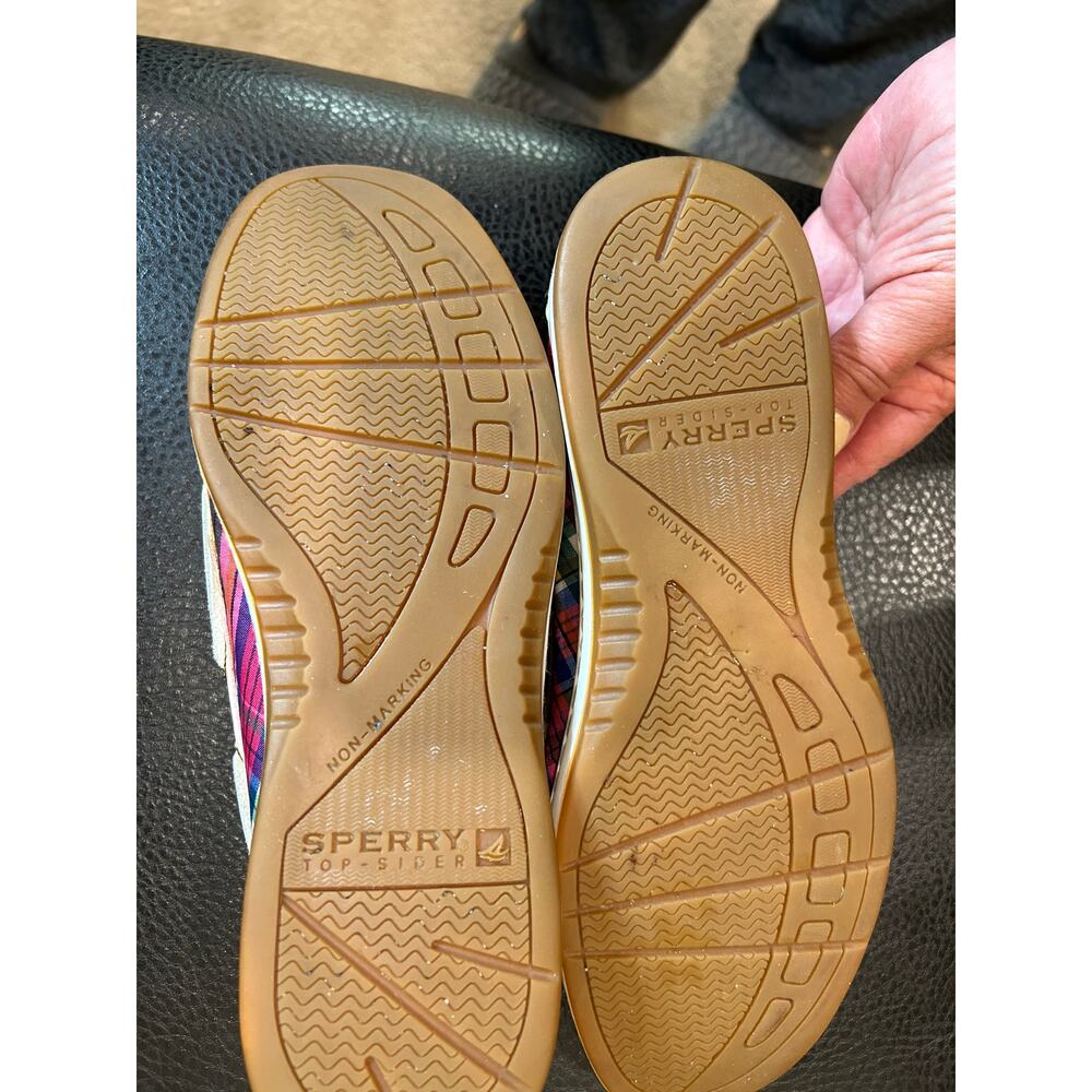 Sperry Pink leather Angelfish plaid top slider boat shoes - Picture 4 of 4